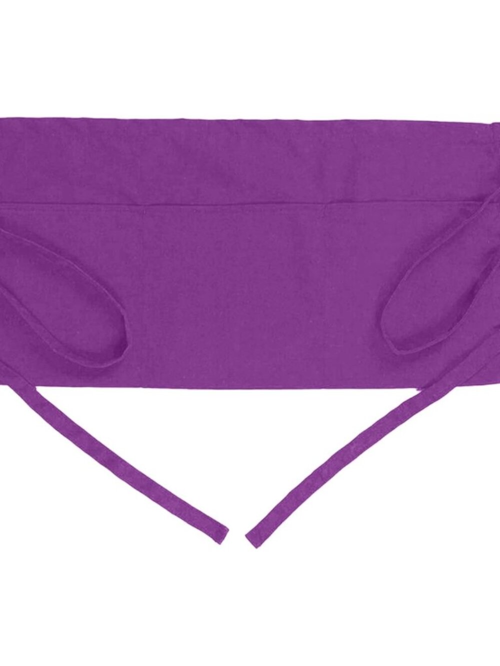 Waist Purple Apron with 3 Pockets - Black Waitress Server Short Apron